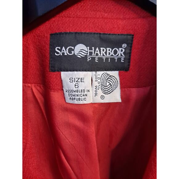 Sag Harbor Women's Red‎ Wool One Button Lined Single Breasted Blazer Size 6 - Picture 5 of 10